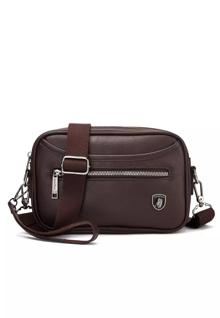 Euro Polo Men's Casual Faux Leather Sling Bag with Gift Box EBA 51207
