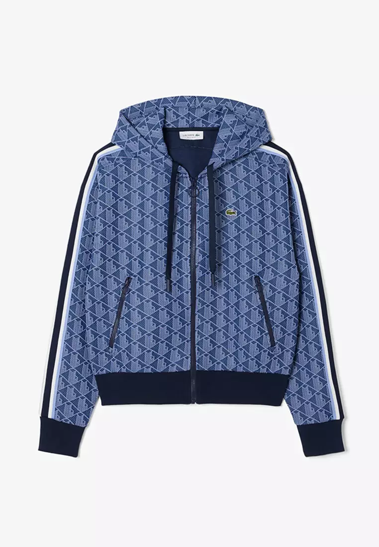 Monogram Jacquard Zip Front Hoodie