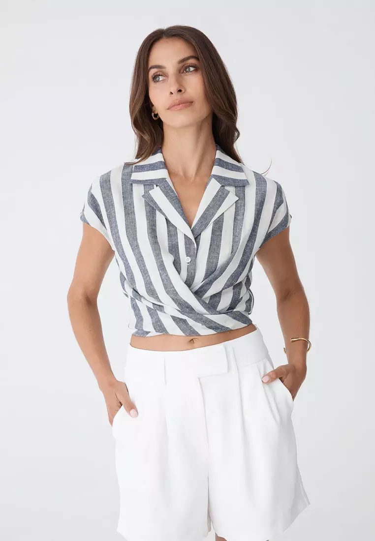 Ikaria Linen Blend Wrap Shirt