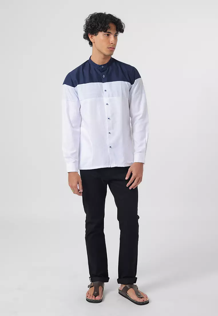 Kemeja Koko Pria Lengan Panjang Baju Muslim Pria DAMROD WHITE