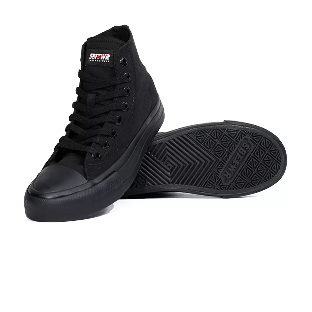 SABA Vintage High All Black - Sepatu Sneakers Casual Pria Wanita