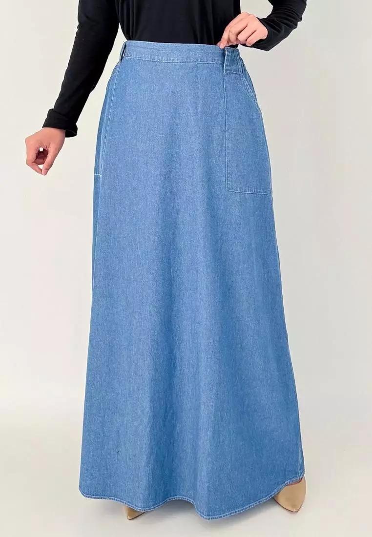 Amy Denim Skirt (Rok Denim Panjang A-Line) Panjang 103 cm