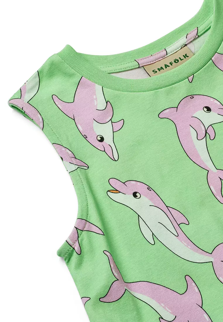 Sleeveless dress with dolphins