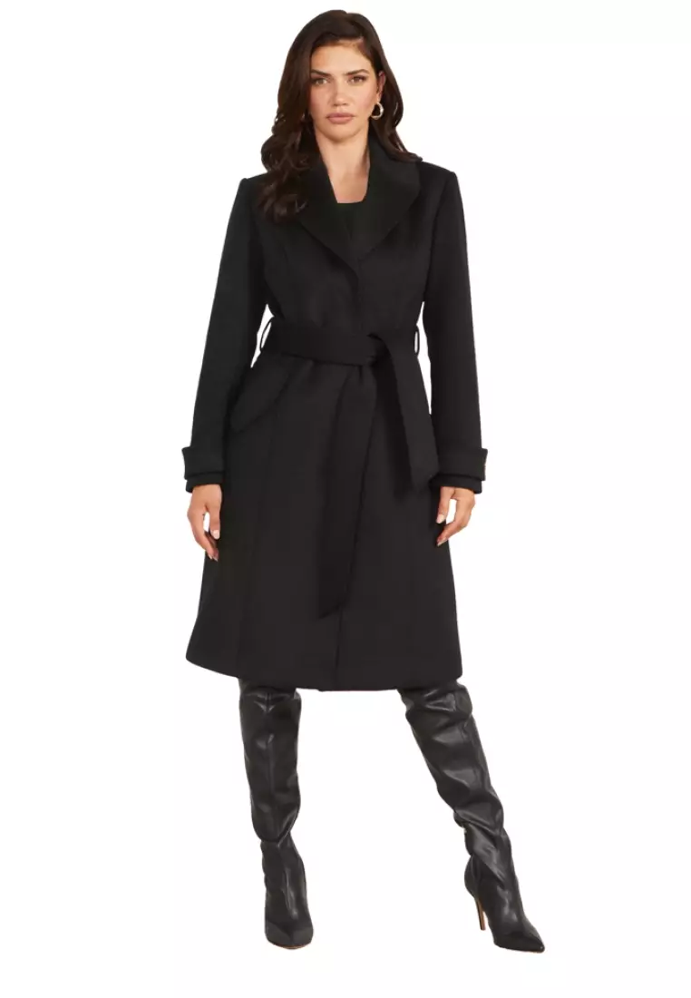 Ralph lauren black wrap coat best sale