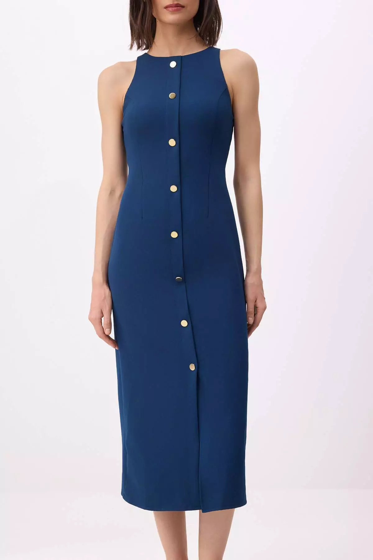 Petrol Button Detailed Midi Woven Dress Twoss26El83