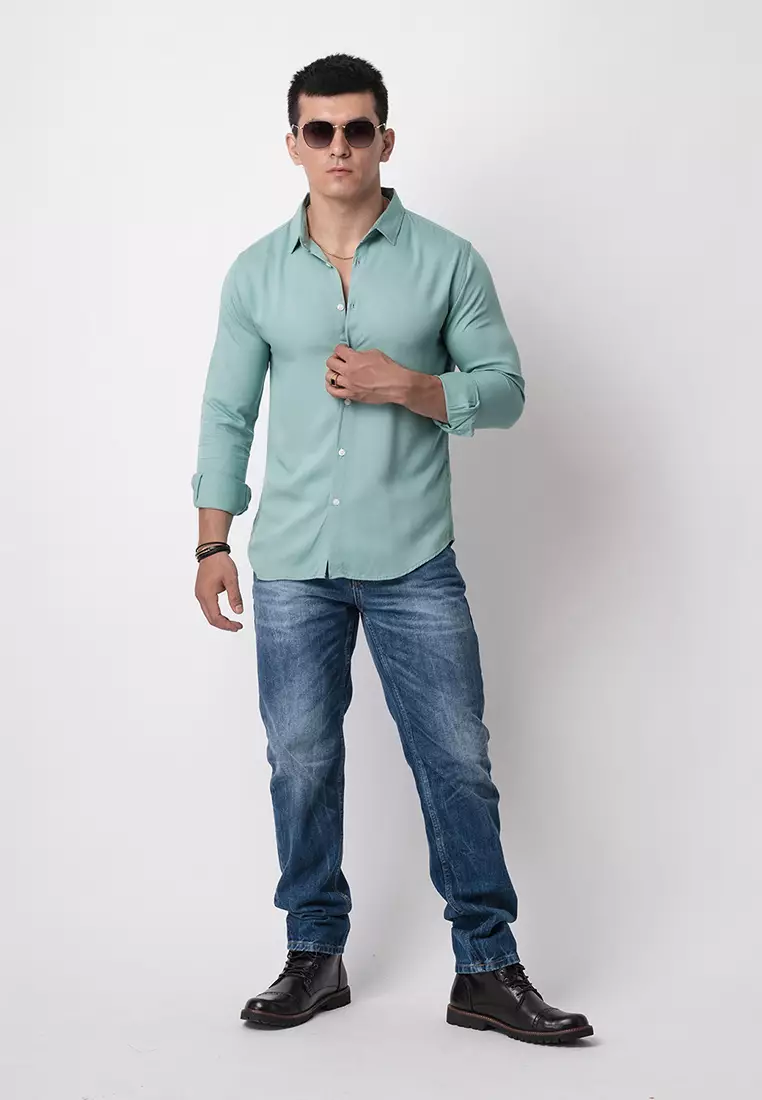 Viscose Viking Blue Casual Shirt
