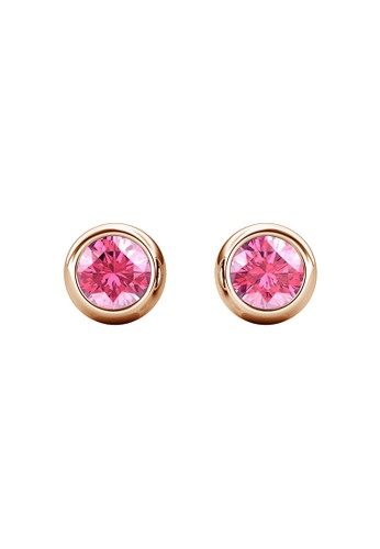 Her Jewellery pink and yellow Birth Stone Moon Earring October Pink Tourmaline RG - Anting Crystal Swarovski by Her Jewellery A3CFEAC6C30218GS_1