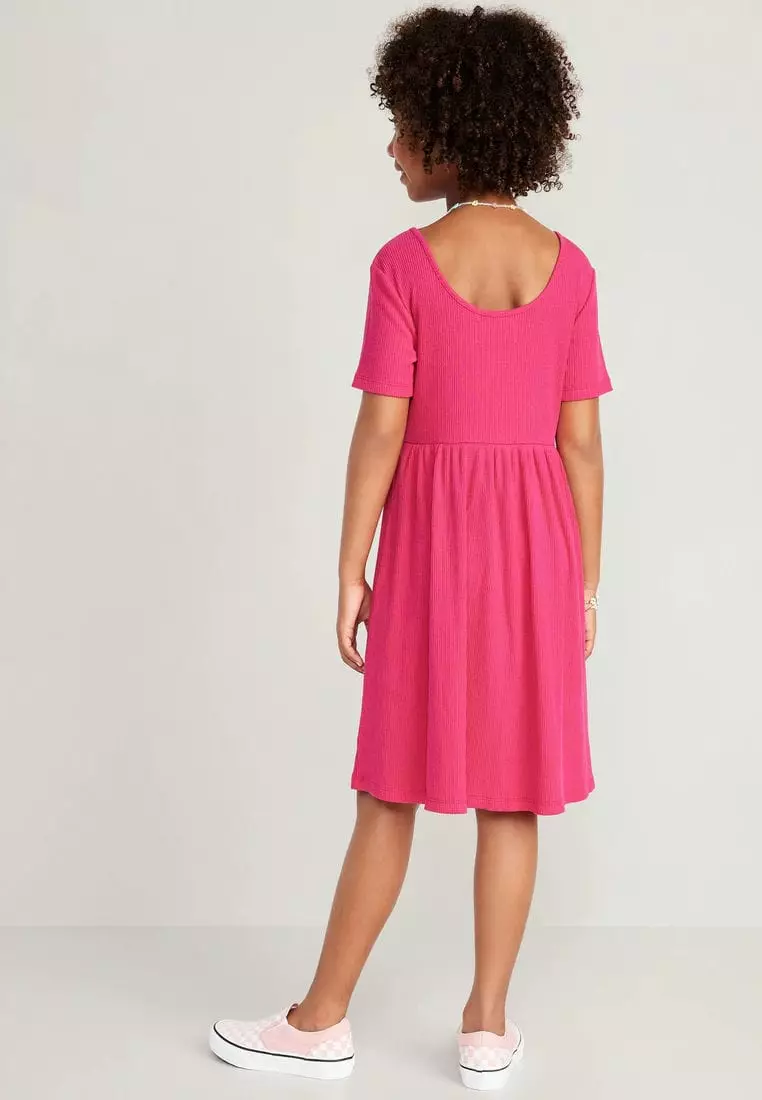Short-Sleeve Rib-Knit Dress for Girls