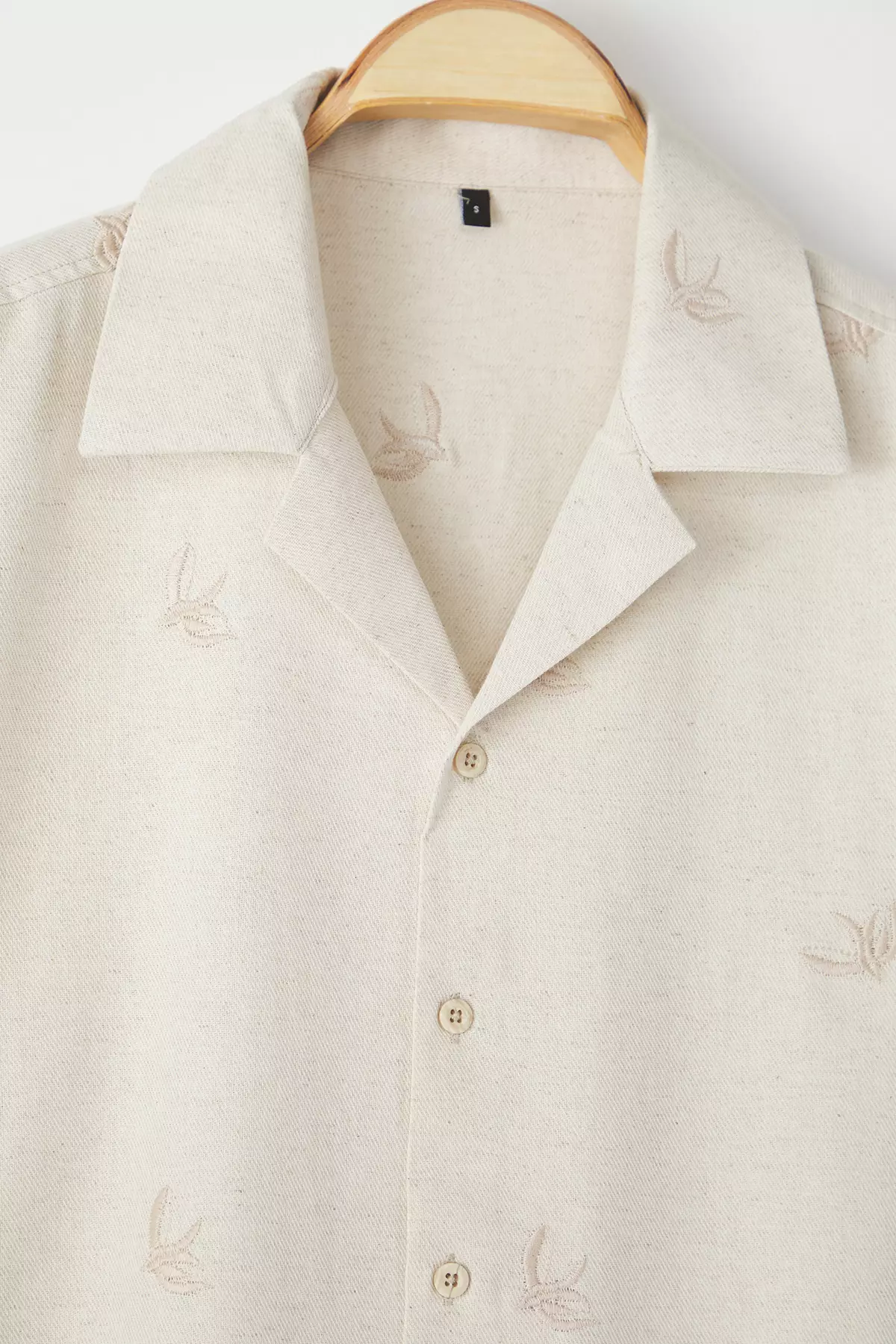 Short Sleeves Embroidered Linen Shirt
