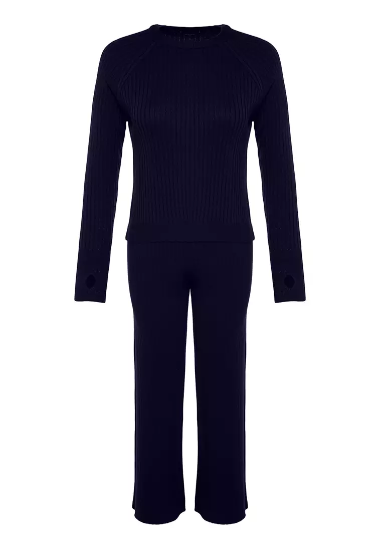 Ribbed Knitted Sweater and Pants Sets