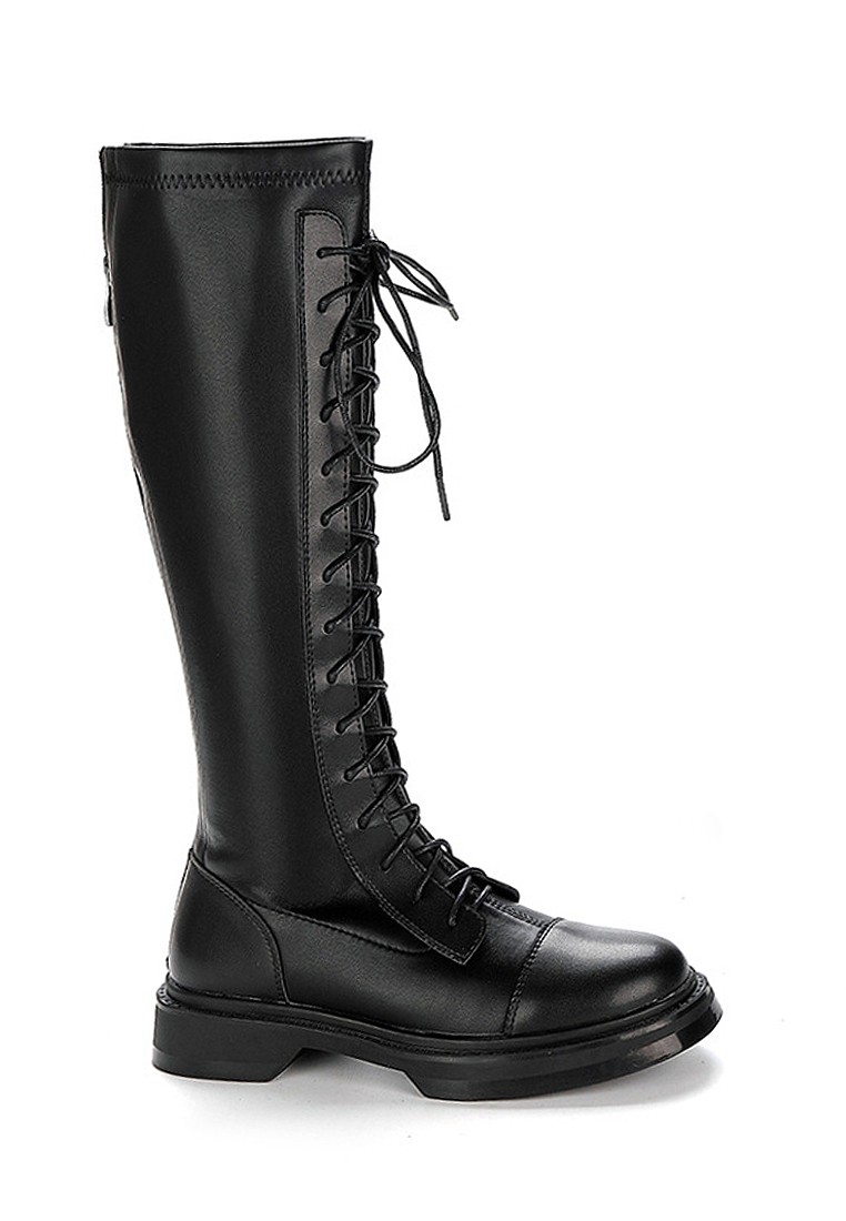 VANSA Fashion Cow Leather Lace-Up Knight Boots VSW-B530-5