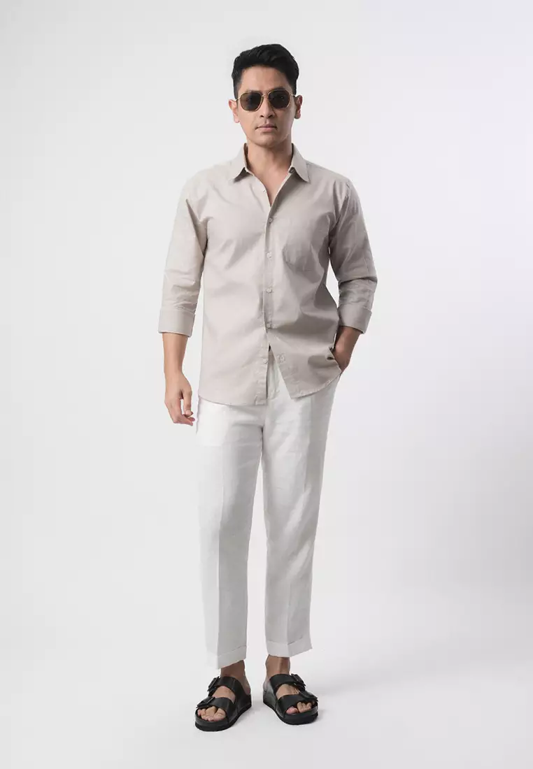 Grey Rami Linen Shirt LS