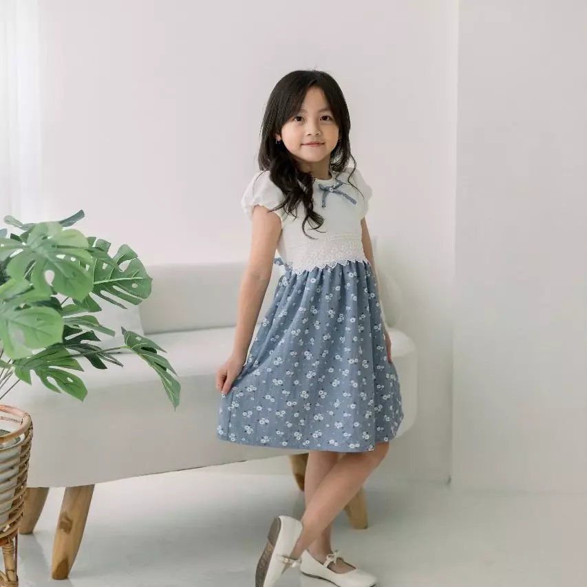 Two Mix - Dress Anak Perempuan Cantik Kasual Stylish 1-8 Tahun 4443 Warna Biru