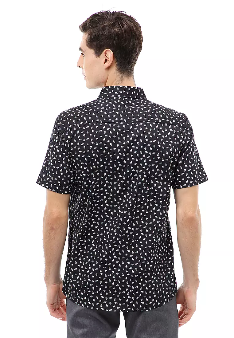 Dwan Atasan Kasual Kemeja Slim Fit Pria Lengan Pendek Simple Material Cotton ORIGINAL - Black