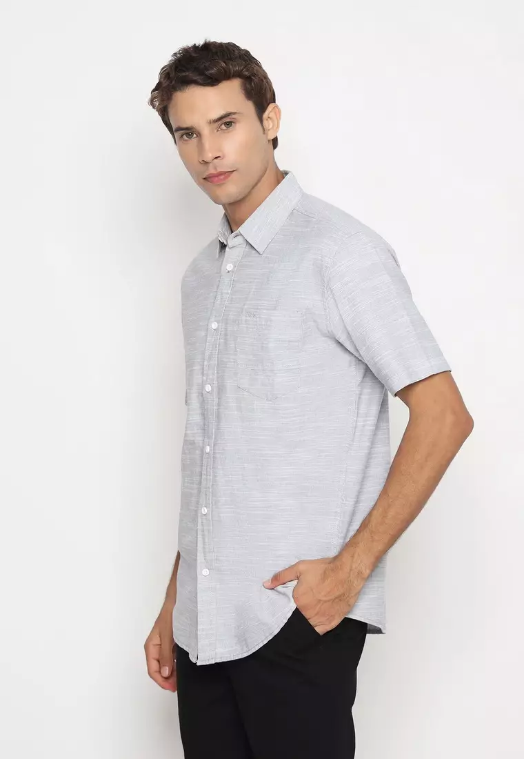 RBJ Kemeja Polos Cotton Abu Regular Fit Pria