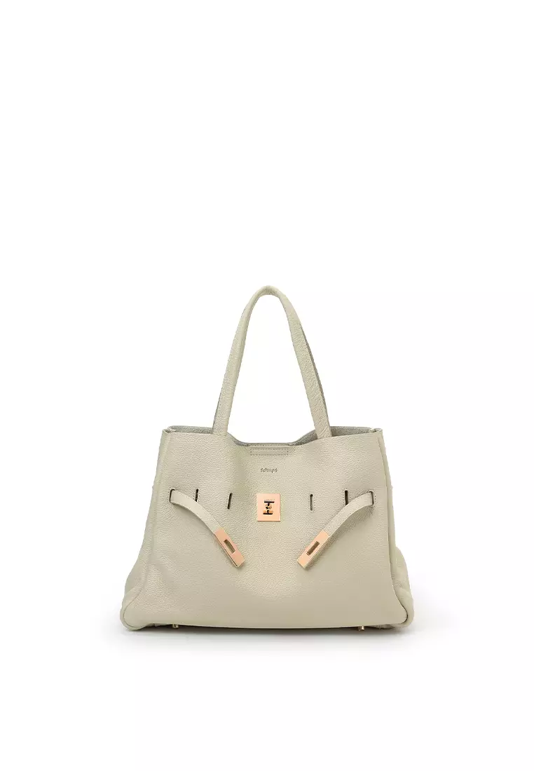 SAOIRSE Soft Structural Belt Tote Bag - Cream Beige