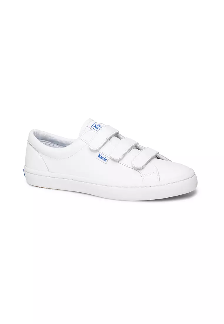 Keds Women’s Tiebreak Leather Sneaker – 3-Strap Velcro Shoes – Ortholite Comfort Footbed