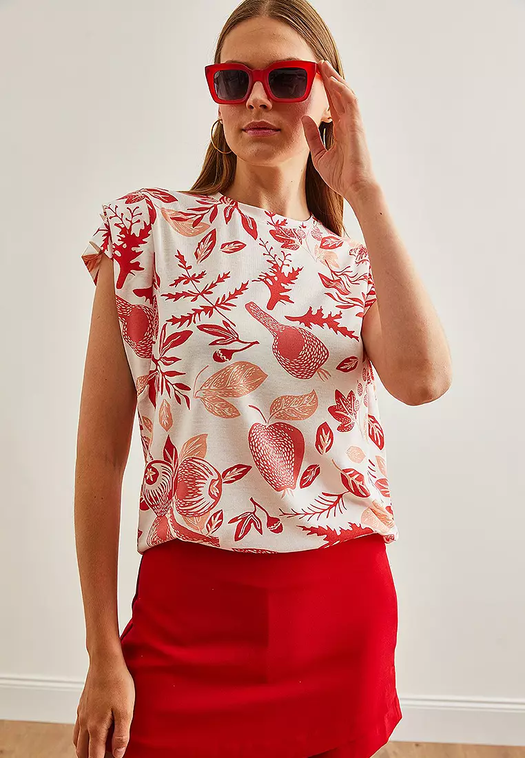 Sleeve Detailed Cotton T-Shirt