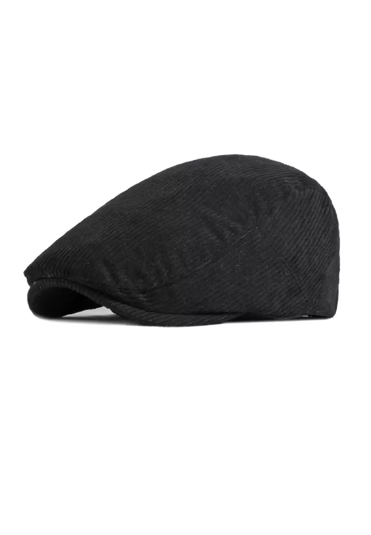 Buy Kings Collection Black Japanese Corduroy Warm Beret Hat KCHT2251 ...