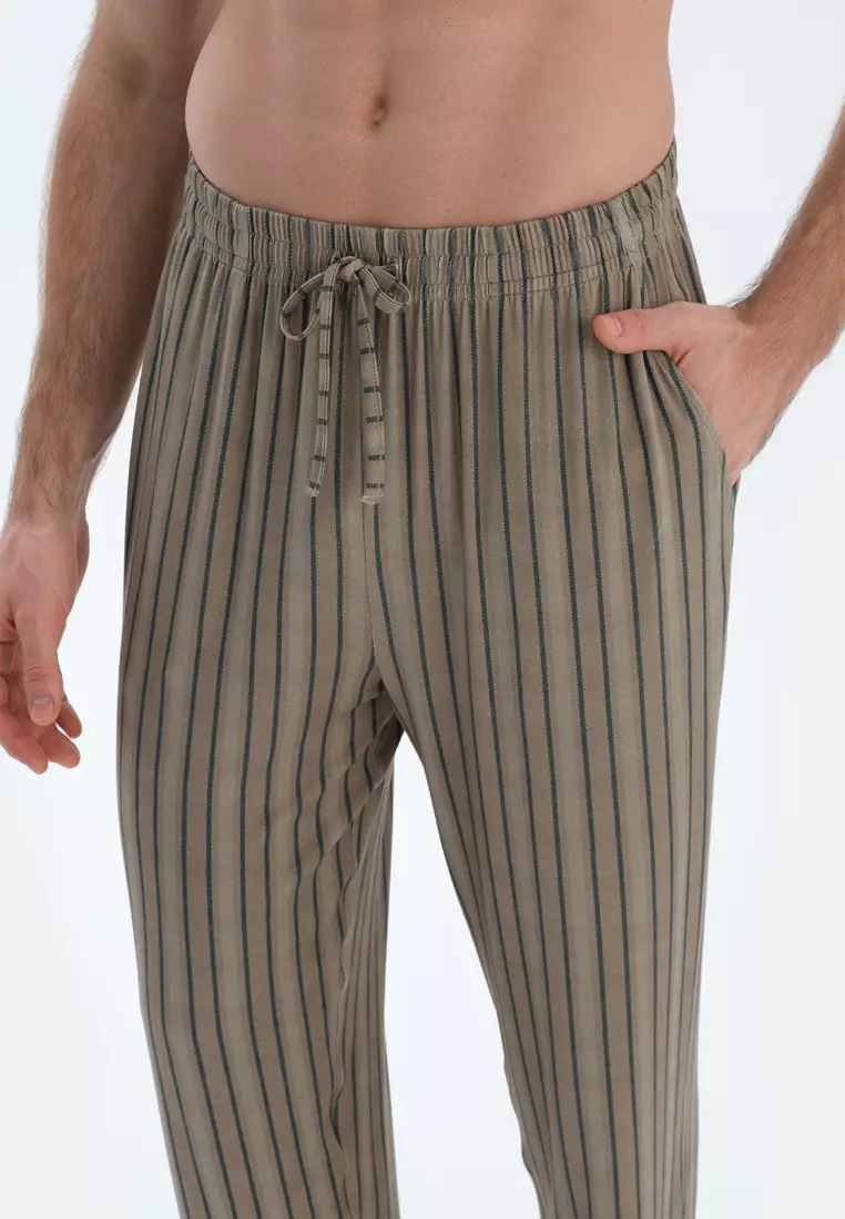 Navy T-Shirt & Trousers, Crew Neck, Regular, Long Leg, Short Sleeve Sleepwear for Men