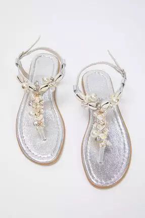 Buy Trendyol Silver Sea Shell Stone Flip Flops Women Stylish