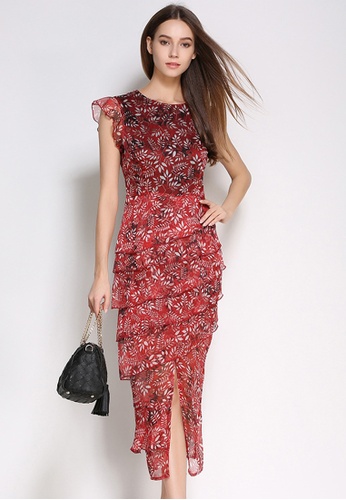 Buy Sunnydaysweety Elegant Slim Cut Floral Short Sleeves One Piece Dress Ua 21 Online Zalora Singapore