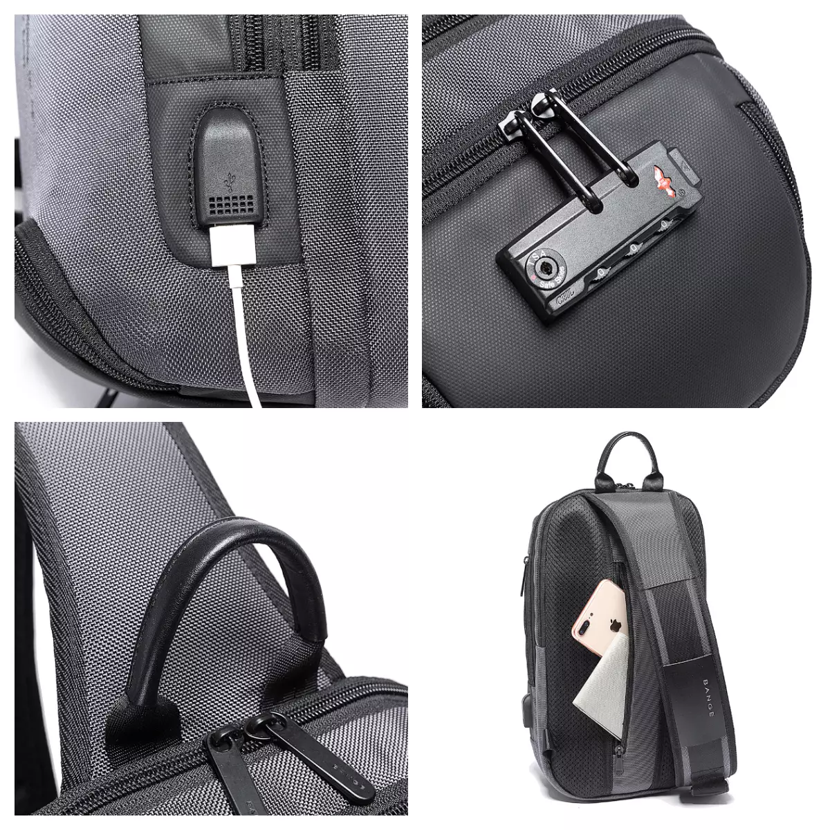 Bange BG7082 Tas Selempang Sling Bag Pria TSA Lock - BLACK