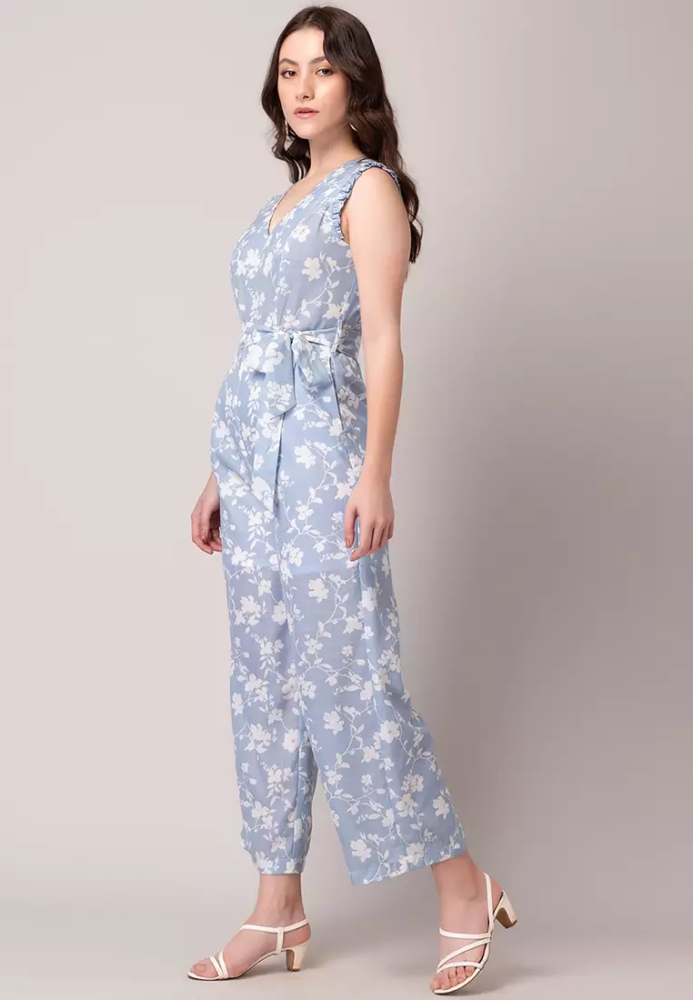 Blue patterned jumpsuit clearance