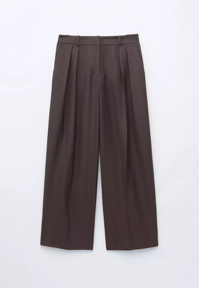 Wool-Blend Tailored Trousers