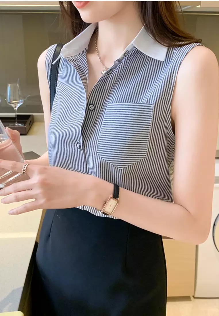 Stripe Sleeveless Shirt