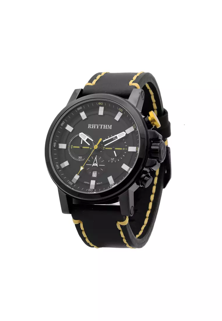 Rhythm SI1604L02 Chronograph Jam Tangan Pria Leather Strap