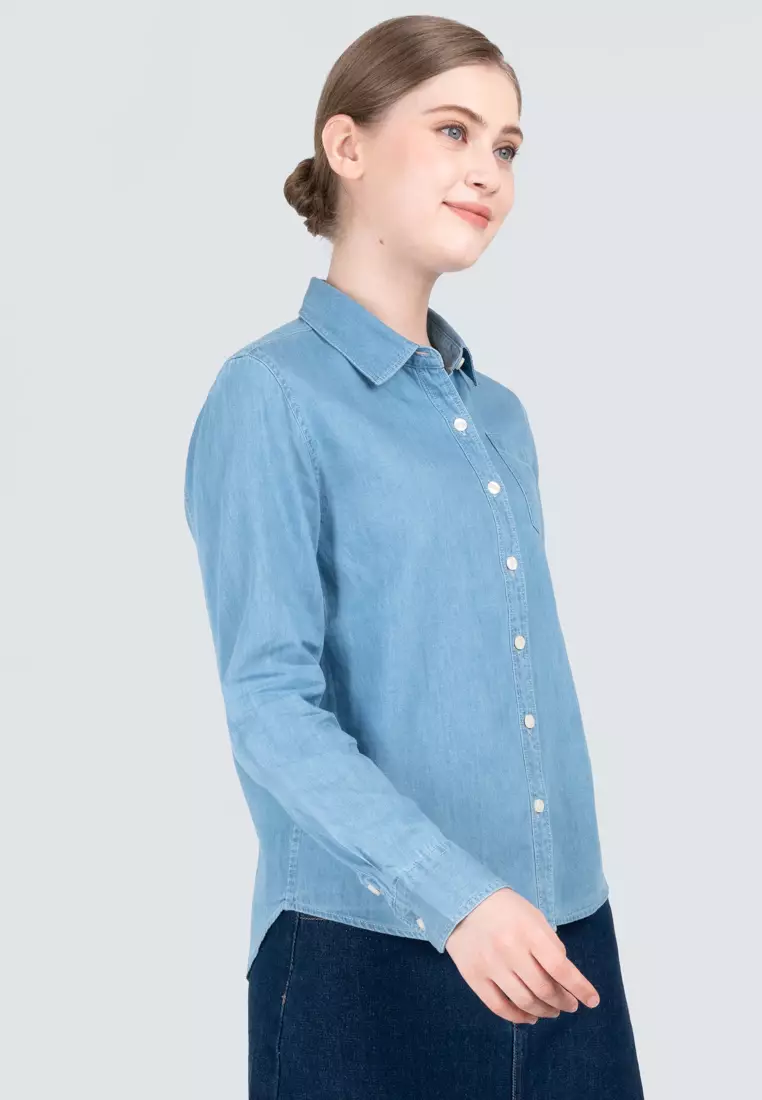Polo Haus - Women’s Signature Fit Denim Long Sleeve Shirt WWLSV001