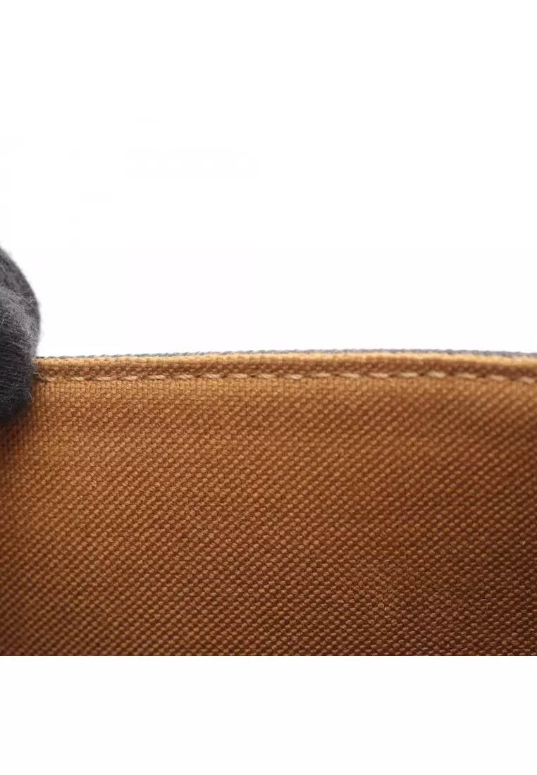 Pre-Loved Celine Folco medium bag Triomphe Shoulder bag PVC leather black Brown white