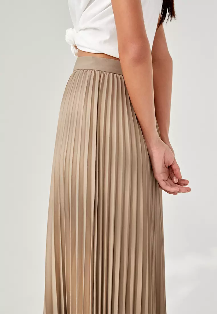 Elinie Pleated Midi Skirt