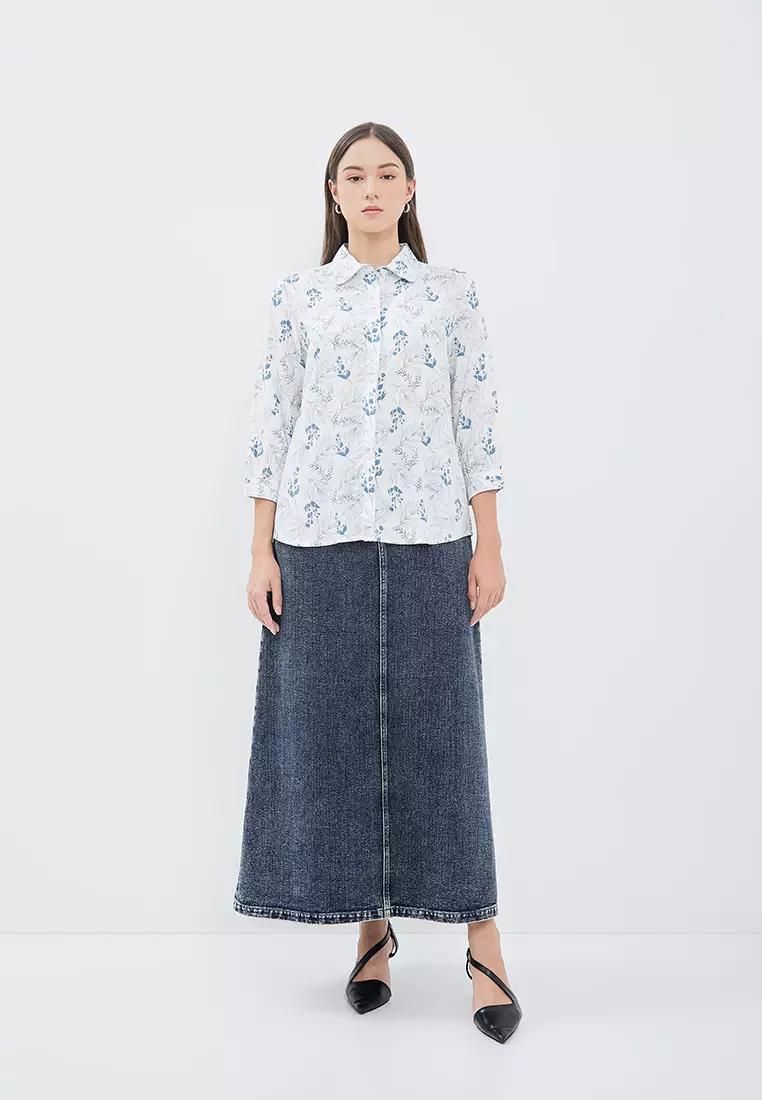 DUST Kemeja Tyanna Flower Putih Comfease (D.13195)