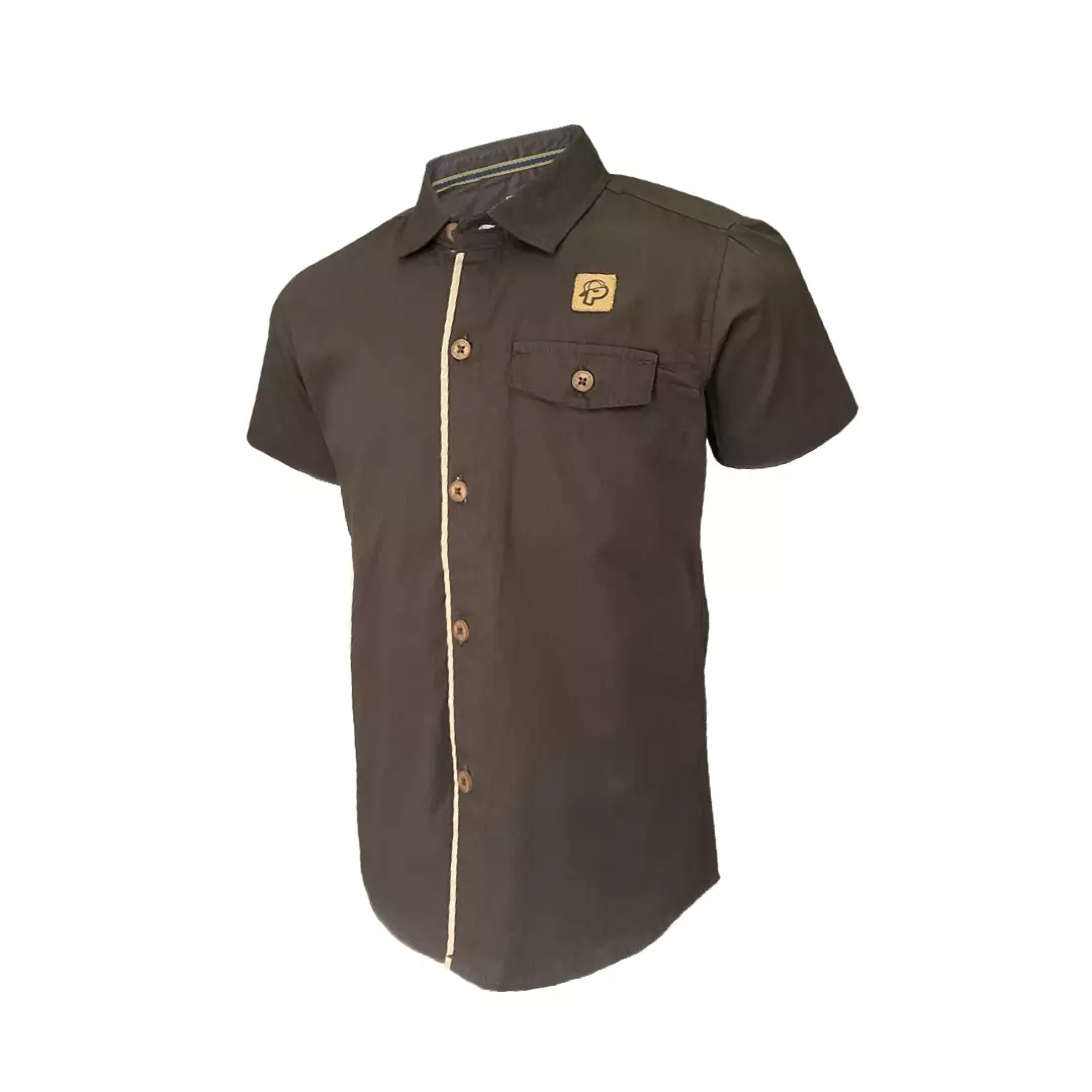 Pingu Kemeja Anak Laki Laki Polos Pendek Cokelat 92205930