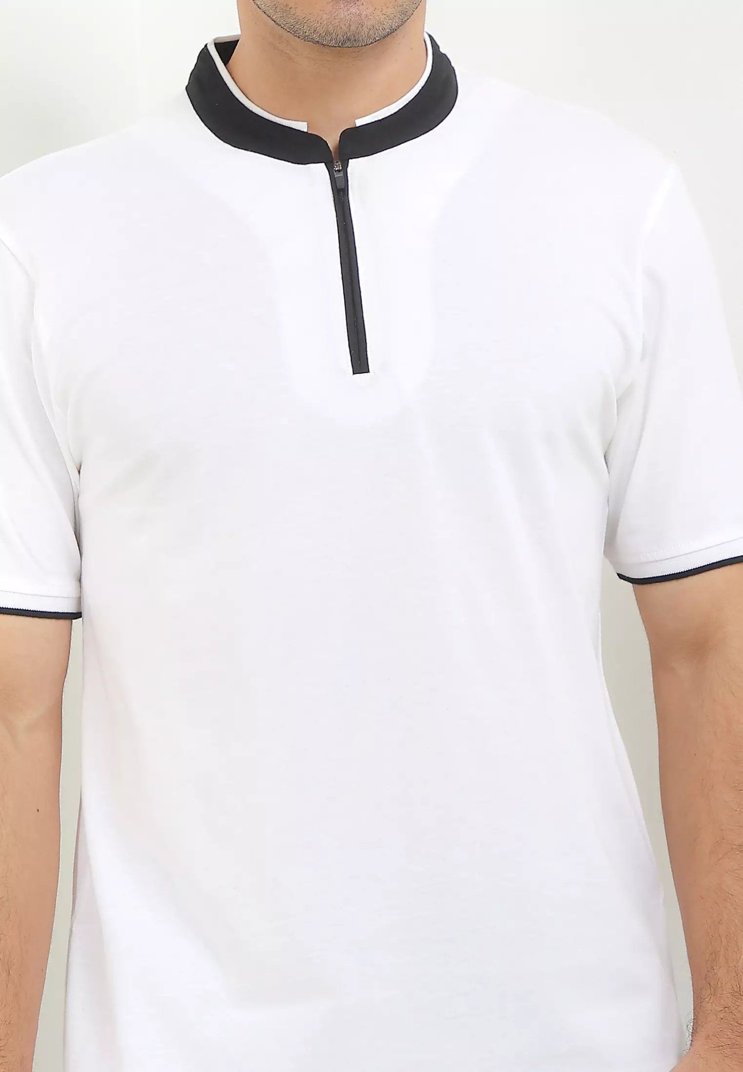 Cressida Henley Shirt Collar Zip White - K071P