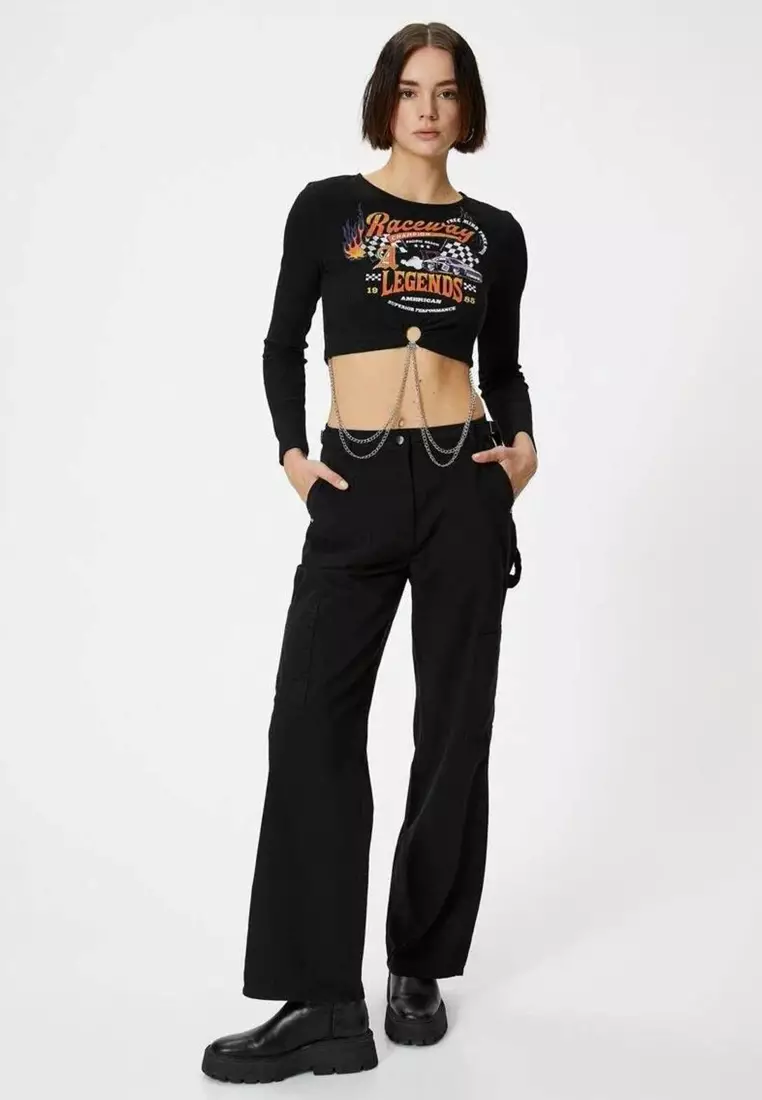 Cotton High Waist Cargo Pants