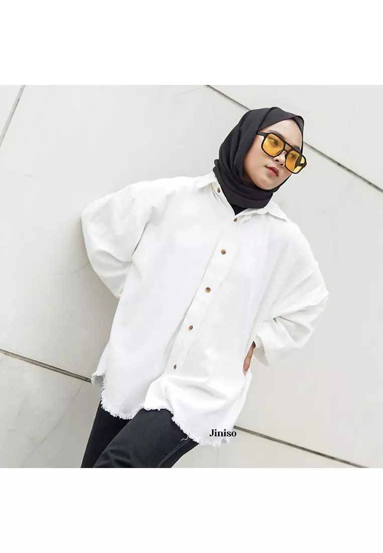 Kemeja Denim Raw Oversize Unisex HYPER ACTIVE