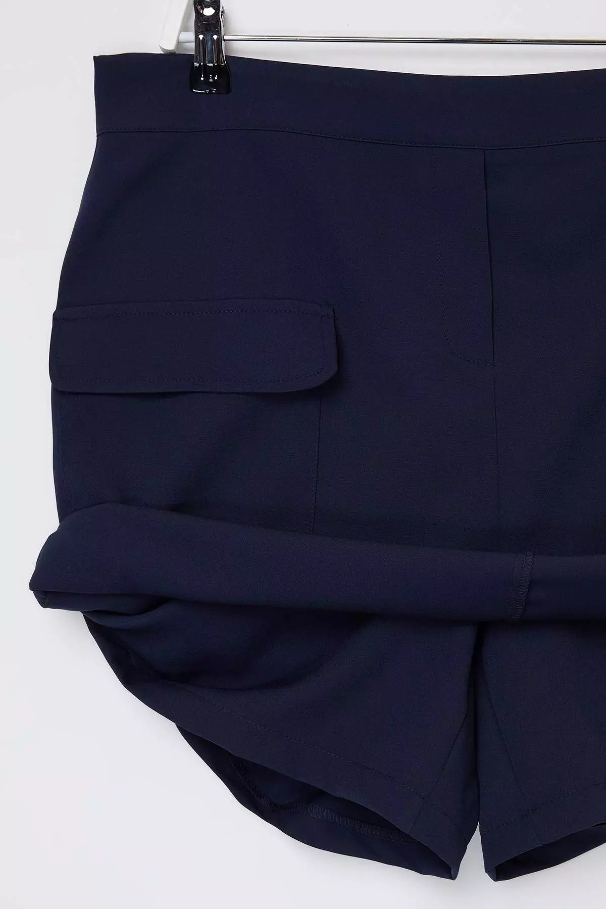 Navy Blue Mini Pocket Woven Plus Size Skirt Tbbss23Az00051
