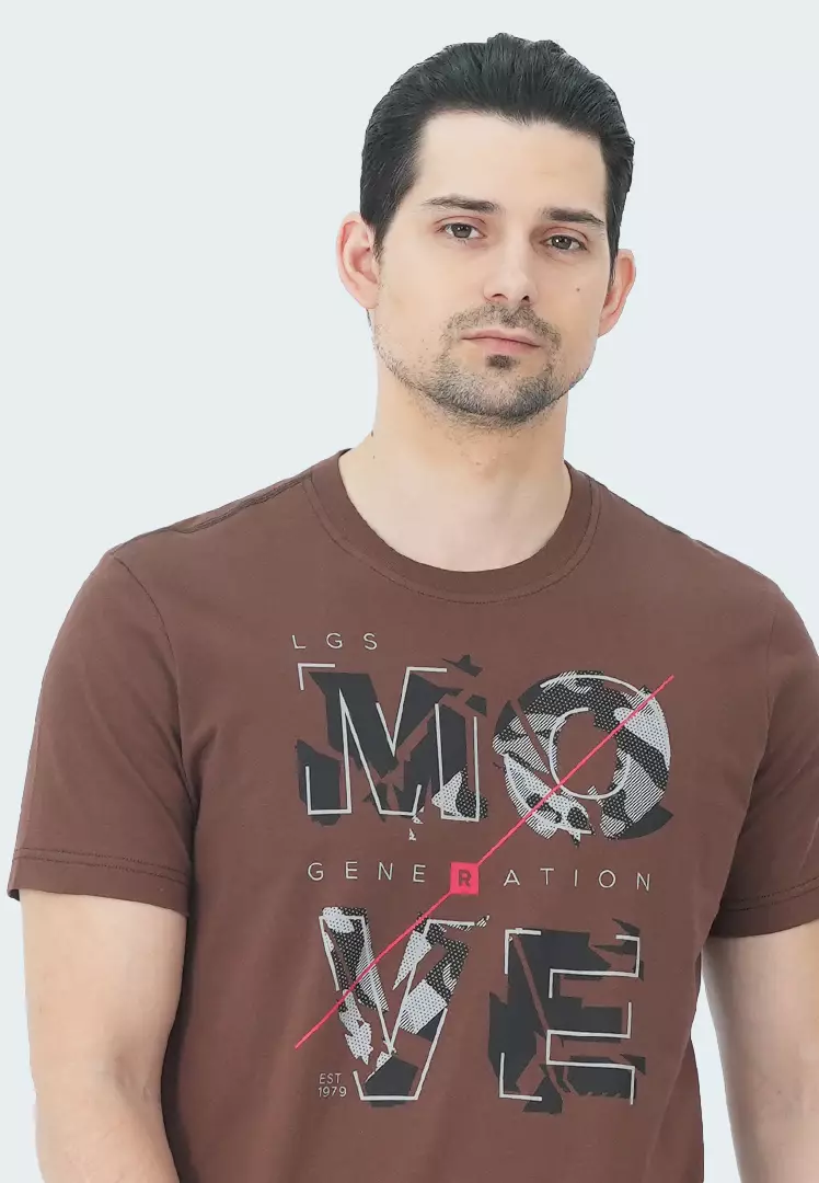 LGS - Kaos Pria - Kaos Grafis - Motif Sablon - Slim Fit - Coklat - GTS.878.N284.02.C