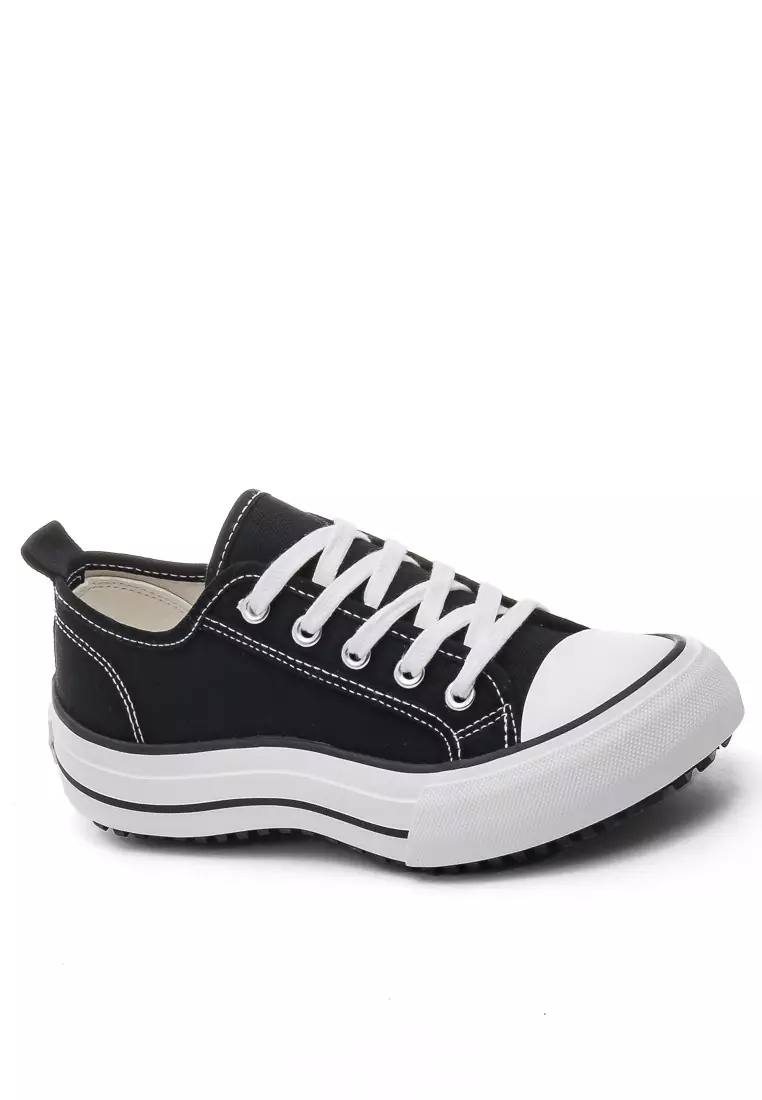 Girls black shop canvas sneakers
