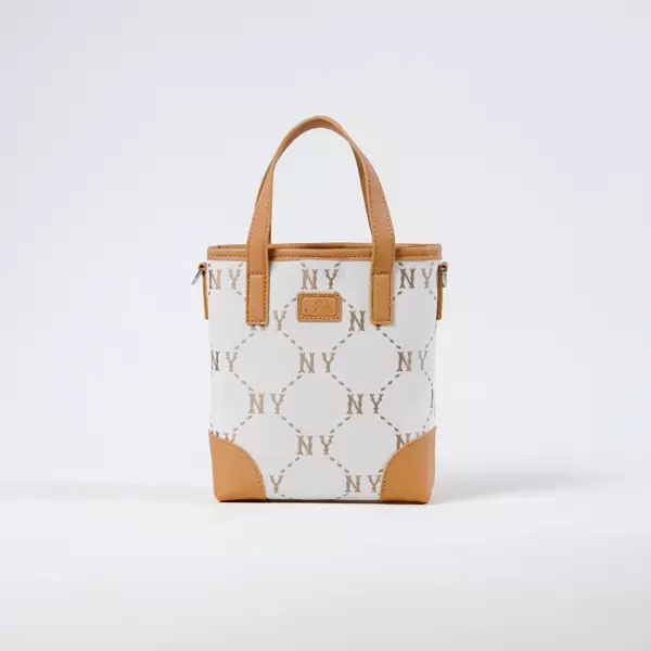 Tas MLB NY MONOGRAM CAMEL CREAM SS24 MINI TOTE BAG 100% ORIGINAL