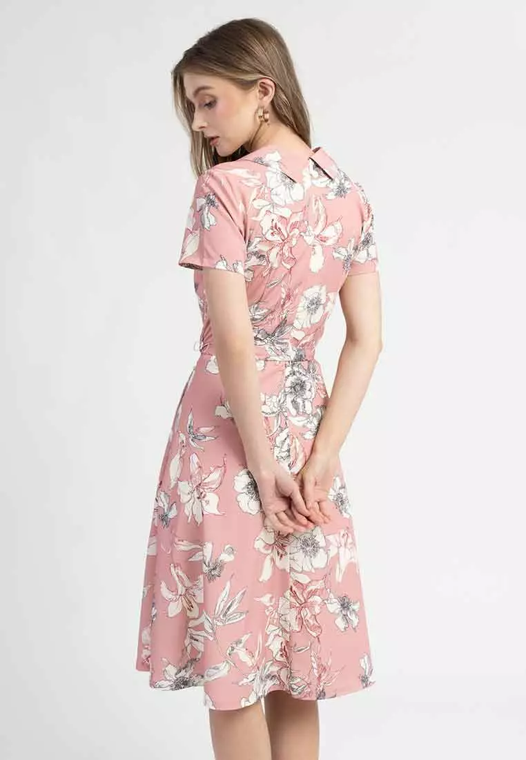 Nadia Floral Wrap A-Line Dres