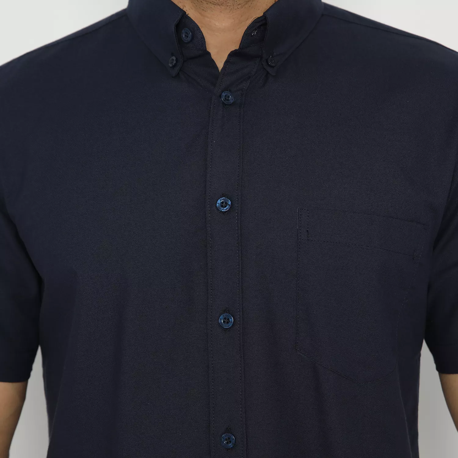 Platini Kemeja Pria Lengan Pendek Basic katun oxford Navy 63212