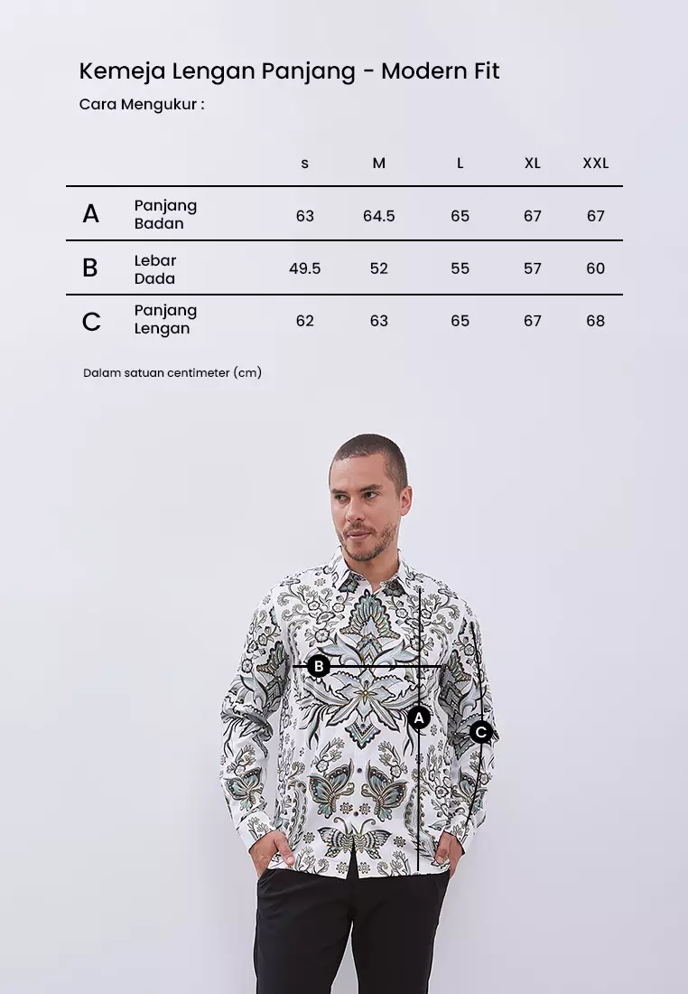 MANZONE - Kemeja Batik Lengan Panjang Pria Tirtayasa 05 Modern Fit - Beige Warna Beige