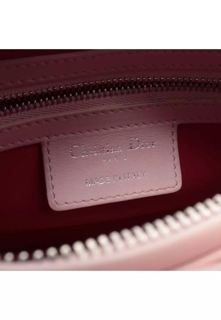 Pre-Loved Christian Dior LADY DIOR lady dior Handbag heart patch leather Light pink Bordeaux 2WAY