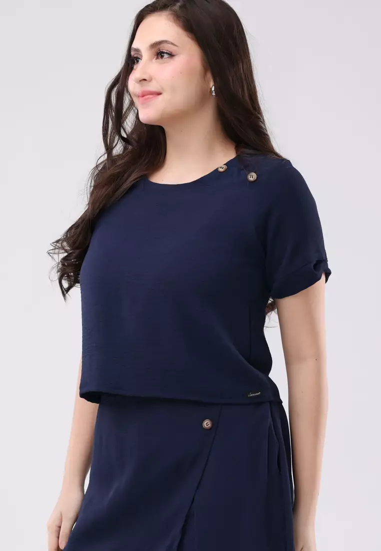 Linen Wrinkle Short Sleeves Terno Skort