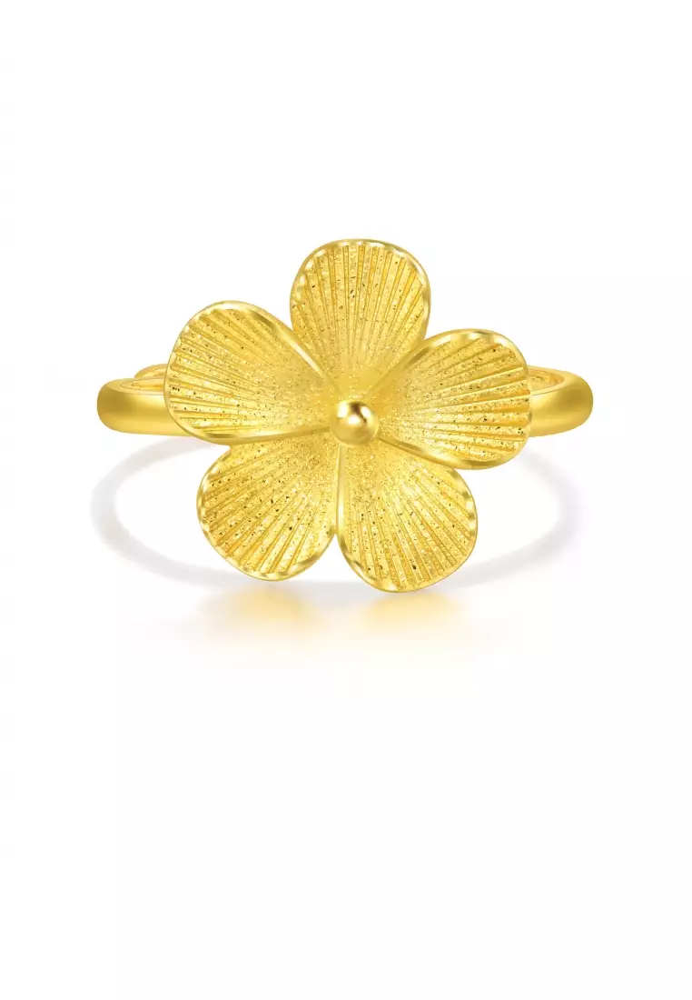 999.9 24K Gold Chinese Wedding Collection Blossom Adjustable Ring 95303R [Size Adjustable]
