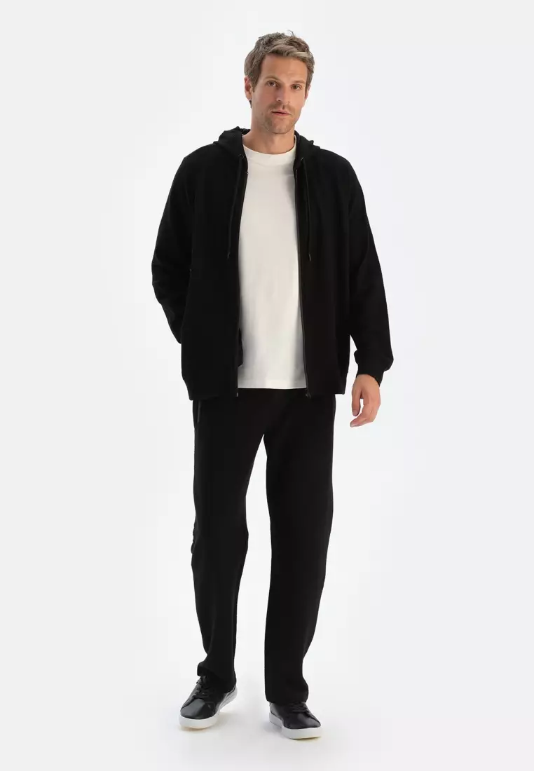 Black Sweatshirt, Hooded, Regular Fit, Loungewear for Men